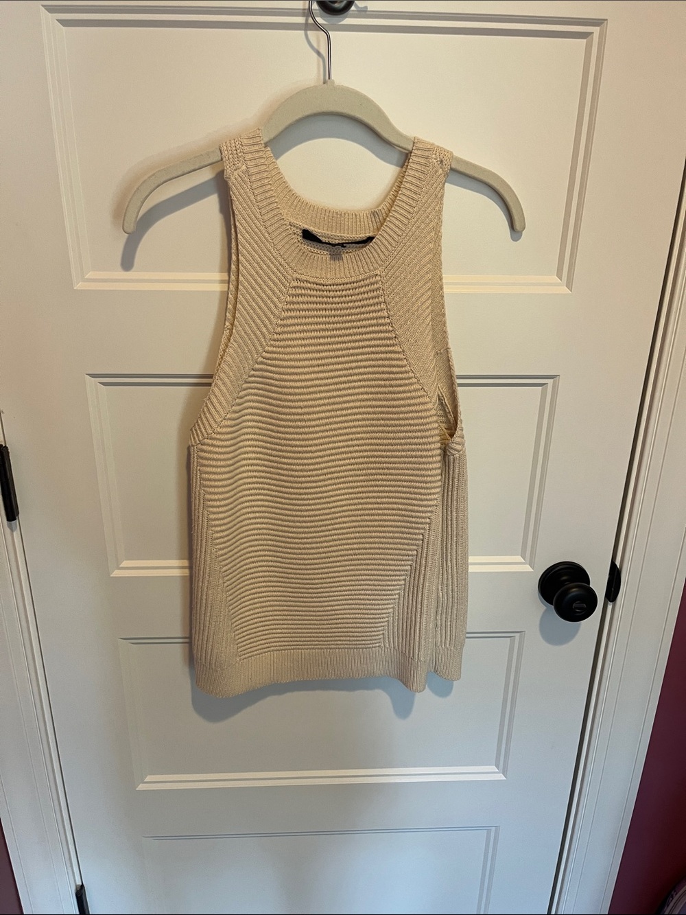 J Brand Cream Ribbed Knit Racerback Tank